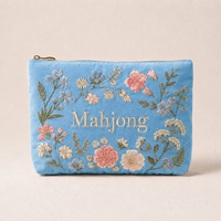 Sac de rangement pour tuiles de mahjong en toile brodée sur mesure, vente en gros, broderie florale OEM, pochette de rangement pour tuiles de mahjong, directement de l'usine