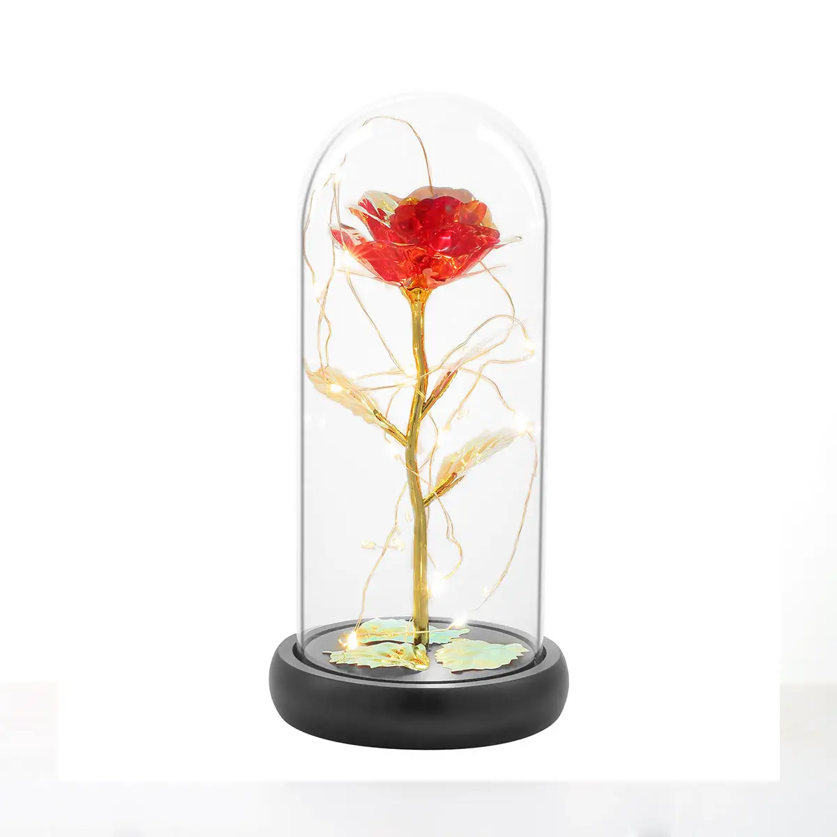 Bunga Mawar Buatan Natal Dijual Di Kubah Kaca Dekorasi dengan Lampu Hari Valentine Hadiah Terbaik