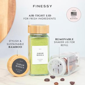 Ensemble de pots à épices en verre, bambou et bois, écologiques, compatibles lave-vaisselle, pour sel et poivre, marque privée - Product Image 5