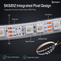 Tira de LED RGB SK6812 DC5V, 144 Píxeles por Metro, SMD5050, Alta Densidad, Direccionable Individualmente, PCB de 10 mm, Cinta Flexible de 1 m