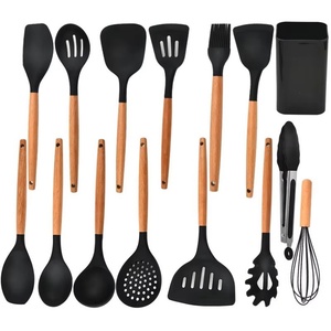Wholesale <b>Silicone</b> Kitchen Cooking Utensil Set Spatula Shovel Cooking <b>Tools</b> Kitchen Utensils With Block - Product Image 2