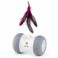 Jouet interactif pour chat, roue roulante intelligente avec plume et son, évitement automatique des obstacles pour chats d'intérieur et chatons