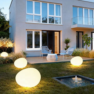 <span class=keywords><strong>Lampe</strong></span> <span class=keywords><strong>solaire</strong></span> à LED en forme de galet, en matériau PE, étanche IP65, alimentée par courant continu, pour jardin, extérieur, paysage, pierre de sol - Product Image 1