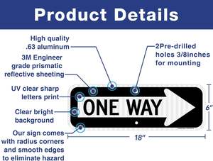 Señal de Tráfico Unidireccional - Señal de Dirección Reflectante Blanca y Negra para Uso en Interiores/Exteriores (Opciones de Flecha Izquierda/Derecha) - Product Image 3