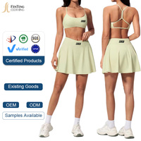 Fabricant d'ensembles de yoga personnalisés, soutien-gorge de sport, vêtements de gym, vêtements de sport, OEM, ODM, marque privée, vente en gros, ensemble jupe de tennis 2 pièces pour femmes