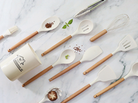 Vente en gros à bas prix de 12 pièces d'ustensiles de cuisine en silicone, ensembles d'ustensiles de cuisine antiadhésifs et résistants à la chaleur, ustensiles de cuisine