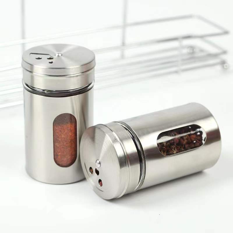 Wholesale 100ML Spice Jar Glass Spice Jars with Glass Metal Lid Seasoning Storage Bottles