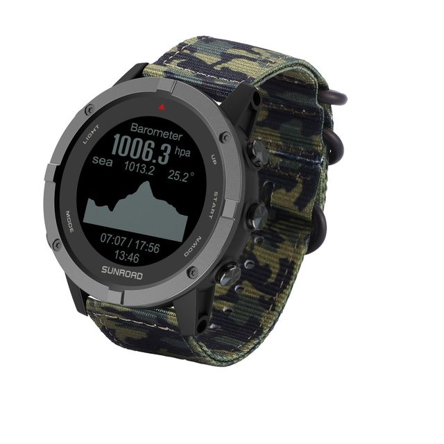 GPS-Enabled Steel Sport Watch Barometer Compass Digital Altimeter Heart Rate Monitor Water-Resistant Features for Cycling