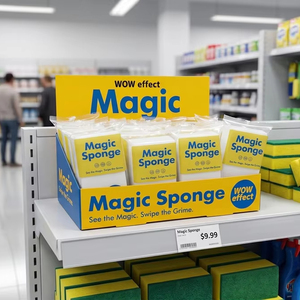 Esponja Mágica Ecológica con Caja de Exhibición Personalizada PDQ, <span class=keywords><strong>Espuma</strong></span> de Limpieza de Melamina Envuelta Individualmente para Venta al por Menor en Supermercados - Product Image 1