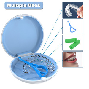Customized round cross-border braces case with oil-<b>sprayed</b> tactile silicone pad; portable storage case for orthodontic - Product Image 1