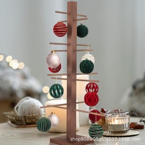 Expositor de Adornos Navideños de Madera, 4 Niveles, Estante Redondo de Escritorio, Color Retro, Soporte para Decoración de Árboles de Madera Maciza - Product Image 1