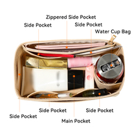 Pochette de maquillage carrée classique en feutre beige, sac de voyage, organiseur de toilette, pochette de rangement, capacité 200 ml, pliable, ensemble pour salon