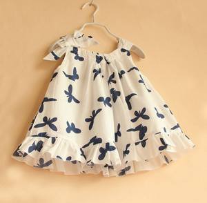 Vente en gros en ligne de vêtements pour enfants, robe courte sans manches vintage avec imprimé papillon pour filles, en provenance de Chine - Product Image 3
