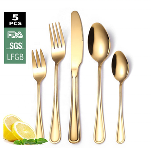 Ensemble de <span class=keywords><strong>couverts</strong></span> de luxe de haute qualité, couteau, cuillère et fourchette, acier inoxydable 18/0 plaqué or, pour hôtel et restaurant - Product Image 1