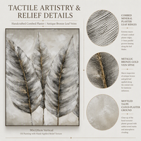 Peinture sur toile de haute qualité, art abstrait, feuille noire et blanche texturée, style botanique tropical moderne, décoration murale