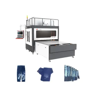 ARGUS jeans denim mesin penanda laser, sistem pemosisian dengan 4 meja kerja pertukaran laser kualitas tinggi