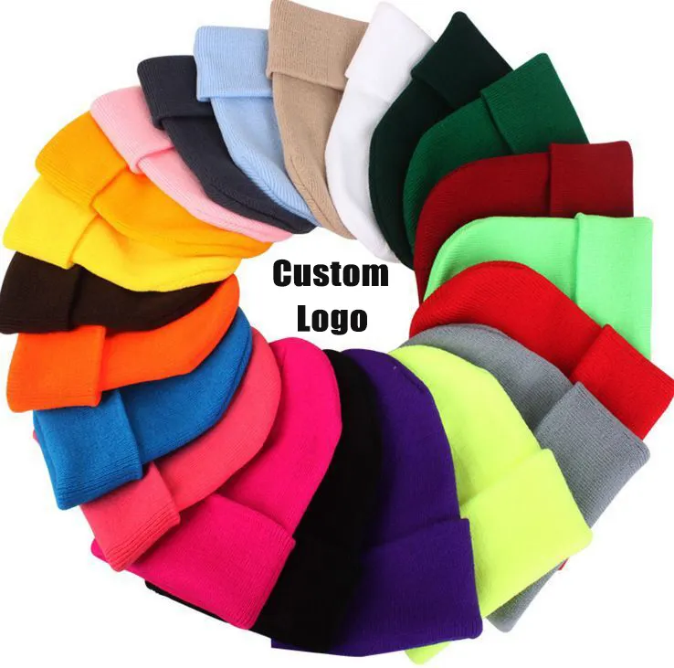 Custom logo beanie hats embroidery balaclava ski hat blank wholesale women warm cheap winter crochet knitted beanie hats for men