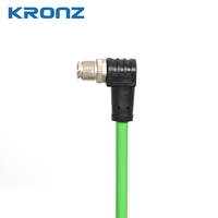 Connecteur Ethernet/IP KRONZ industriel M12 X-Code 8 broches mâle coudé blindé pré-assemblé, câble de chaîne porte-câbles en PVC vert jaunâtre