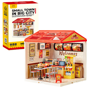 DIY Miniatur Fast Food Restaurant Kit-Bauen Sie Ihr eigenes Burger Joint Spielzeug mit Mini-Möbeln & Dekorationen für Kinder & Erwachsene - Product Image 3