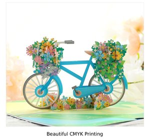 Compra uno y llévate tres | Tarjeta de Felicitación Creativa en 3D con Diseño de Cesta de Flores y Bicicleta para el Día de San Valentín - Product Image 5