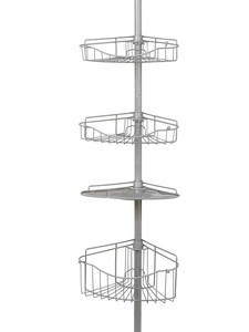 Moderno Estante de Ducha Telescópico de 4 Niveles en Plata y Negro, Organizador de Almacenamiento para Baño, de Hierro, para Montar en la Pared, para Hotel - Product Image 4