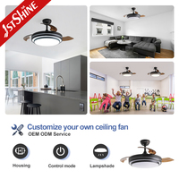 1stshine Ventilateur de Plafond Ceil 42 Plastique Moteur Dc Télécommande Pliable Rétractable Ventilateur de Plafond avec Lumière