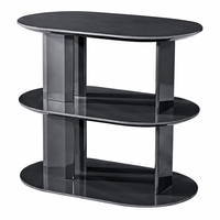 Ensemble de tables basses minimalistes à cadre métallique rond avec plateau en pierre frittée aspect marbre pour salon, chambre, hôtel, projet commercial