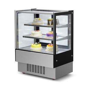 Vente chaude Prix <span class=keywords><strong>moins</strong></span> <span class=keywords><strong>cher</strong></span> Boulangerie comptoir réfrigéré Présentoir à gâteaux réfrigérateur avec fond en acier miroir ou en acier inoxydable - Product Image 1