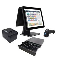 Nuevo Sistema POS con Pantalla Táctil Dual de 15.6 Pulgadas y 10 Puntos de Contacto, Caja Registradora con Core I3, 4GB+64GB, Impresora Térmica NFC para Supermercados y Comercios Minoristas