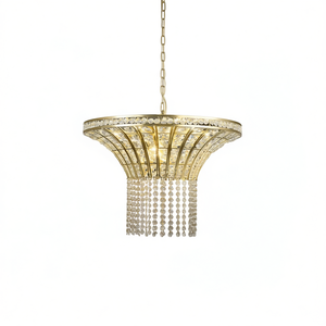 Modern 24 Inch <b>Crystal</b> <b>Chandelier</b> Gold Finish Cascading Beads Pendant <b>Light</b> For Dining Room - Product Image 1