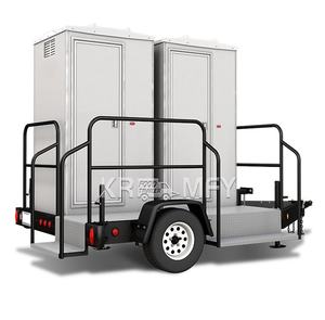 Luxury 2 Stall Outdoor <b>Portable</b> <b>Toilet</b> Trailer for Camping Apartments Office Buildings Eco-Friendly & Durable - Product Image 1