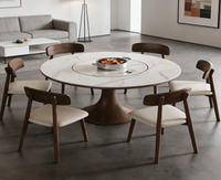 Ensemble de table à manger ronde multifonctionnelle avec plateau tournant et cuisinière à induction intégrée pour la maison, la cuisine et le restaurant