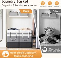 Panier à linge grande capacité, panier de rangement pour vêtements sales, panier à linge pliable avec poignées de transport faciles