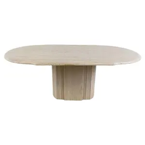 Mobili in pietra di travertino naturale personalizzati tavolo da pranzo in travertino di marmo ovale tavolo da pranzo in travertino ovale Vintage