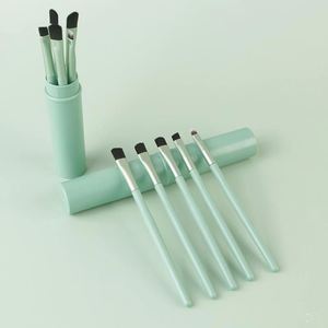 Ensemble de 5 pinceaux de maquillage à poils doux, portable, pour anticernes, eye-liner, fard à paupières, sourcils, lèvres, avec seau de rangement - Product Image 2
