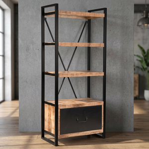 Designer Handmade <b>Solid</b> <b>Wood</b> <b>Bookcase</b> with Multi Shelf Storage for Home Office Interiors Living Rooms and Bulk Furniture Supply - Product Image 2