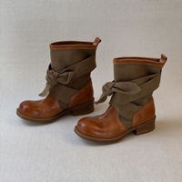 Bottes d'équitation mi-mollet pour femme, collection automne-hiver 2026, tige en microfibre douce, design vintage de niche, talon épais