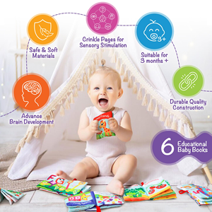 Libros de Tela de Alto Contraste para Bebés de 0 a 6 Meses, Juguetes Sensoriales Interactivos para Bebés - Product Image 4