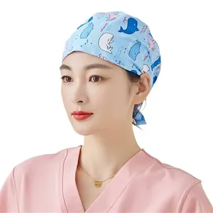 Gorro Quirúrgico Médico Tipo Calabaza <span class=keywords><strong>para</strong></span> Mujer, Gorro de Trabajo <span class=keywords><strong>para</strong></span> Odontóloga, Sin Absorción de Sudor, Gorro de Algodón Puro, Gorro Versátil con Parte Superior Redonda - Product Image 5