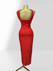 Nuovo arrivo di serie autunno e inverno festa di moda Golden Starfish <span class=keywords><strong>vestito</strong></span> a fasciatura rossa aderente <span class=keywords><strong>senza</strong></span> <span class=keywords><strong>maniche</strong></span> - Product Image 4