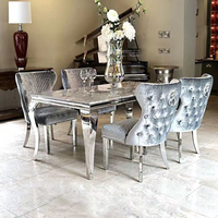 Meubles de salle à manger nordiques, table à manger de luxe avec plateau en marbre, ensemble de 6 chaises, bureau à manger rectangulaire sur mesure et chaises