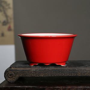 Runder Schneeflocken glasierter Keramik-Bonsai-Topf mit lila Sand - Product Image 2