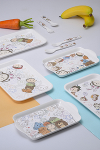 Cena della colazione scuola materna del tè del pomeriggio che serve per bambini articoli per bambini melamina colorata forchetta e cucchiaio Set di posate per bambini - Product Image 6
