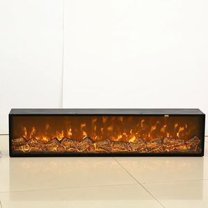 Insert de cheminée électrique 1000 mm en métal au design contemporain avec télécommande pour le chauffage intérieur du salon - Product Image 1