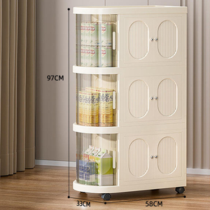 <b>5</b>-Layer <b>Plastic</b> Foldable <b>Storage</b> Cabinet with Wheels Practical Living Room and Kitchen Wardrobe <b>Storage</b> <b>Drawer</b> Cabinets - Product Image 6