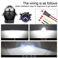 Projecteur LED universel K222 pour voiture, double faisceau (phares de croisement/route) avec triple faisceau, projecteur laser bi-LED de 3 pouces, phare LED pour voiture