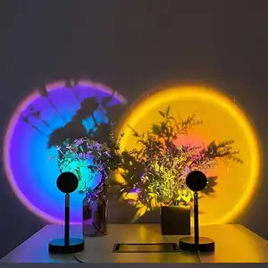 Amazon Popular 180 Degree Rotation 16 Color Rainbow Sunset Projector Lamp Led Desktop Night Light With Smart Mobile App Control