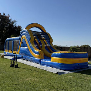 <span class=keywords><strong>Parcours</strong></span> d'obstacles gonflable géant en PVC, couleur marbrée, avec toboggan et piscine d'eau intégrée - Product Image 4