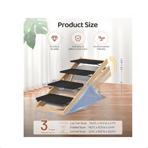 <span class=keywords><strong>Rampe</strong></span> pour animaux de compagnie en <span class=keywords><strong>bois</strong></span> à 4 marches antidérapante, <span class=keywords><strong>escalier</strong></span> pliable pour chien, <span class=keywords><strong>rampe</strong></span> pour chien réglable pour un transport facile - Product Image 5