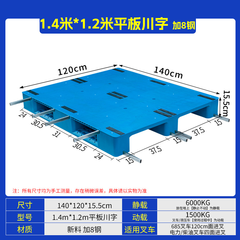 Panel plano, 140*120*15.5cm, reforzado con acero de 8mm.